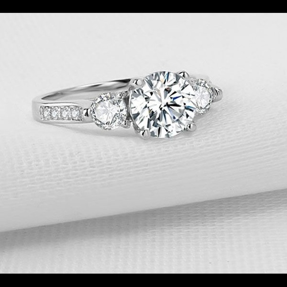 White Sapphire/Sterling Silver Round Cut Ring - Picture 8 of 14